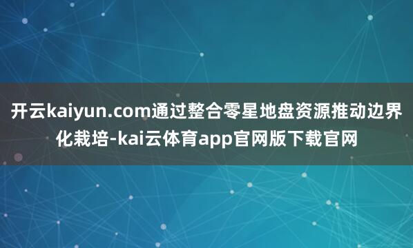 开云kaiyun.com通过整合零星地盘资源推动边界化栽培-kai云体育app官网版下载官网