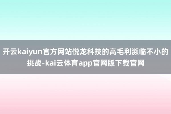 开云kaiyun官方网站悦龙科技的高毛利濒临不小的挑战-kai云体育app官网版下载官网